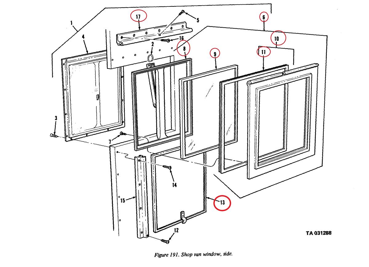 Van Body Side Window with Blackout Panel for M109 and M185 Series 2 1/2